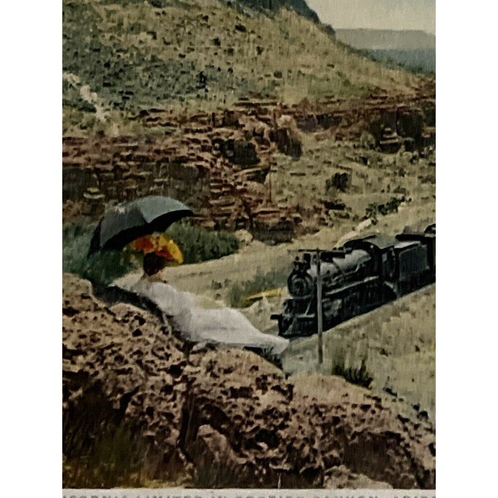 Atq Rare Postcard 1919 Ephemera Transportation Train Woman In White Crozier AZ